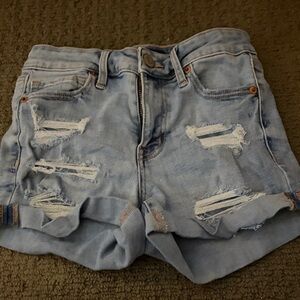 Aeropostale Light Wash Ripped Jean Shorts